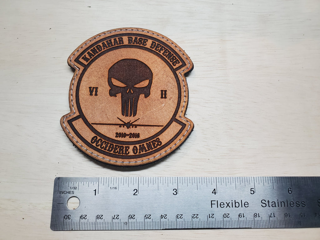 62nd Expeditionary Attack Sq "Base Defense" - Handmade Leather Unit Morale Patch