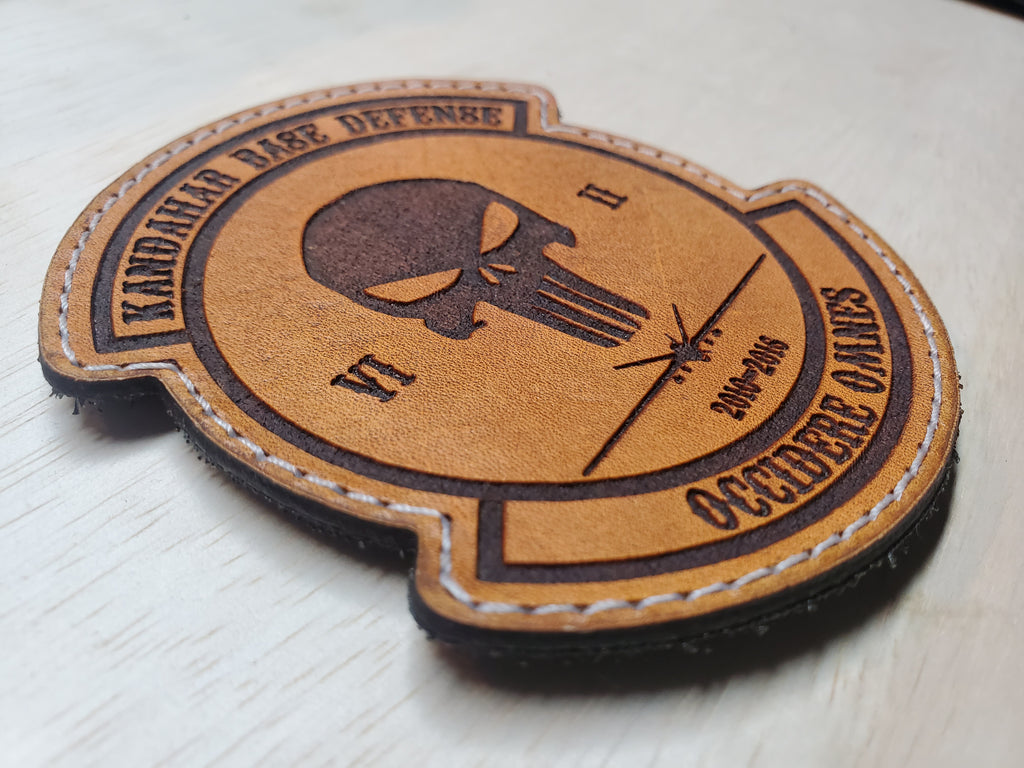 62nd Expeditionary Attack Sq "Base Defense" - Handmade Leather Unit Morale Patch