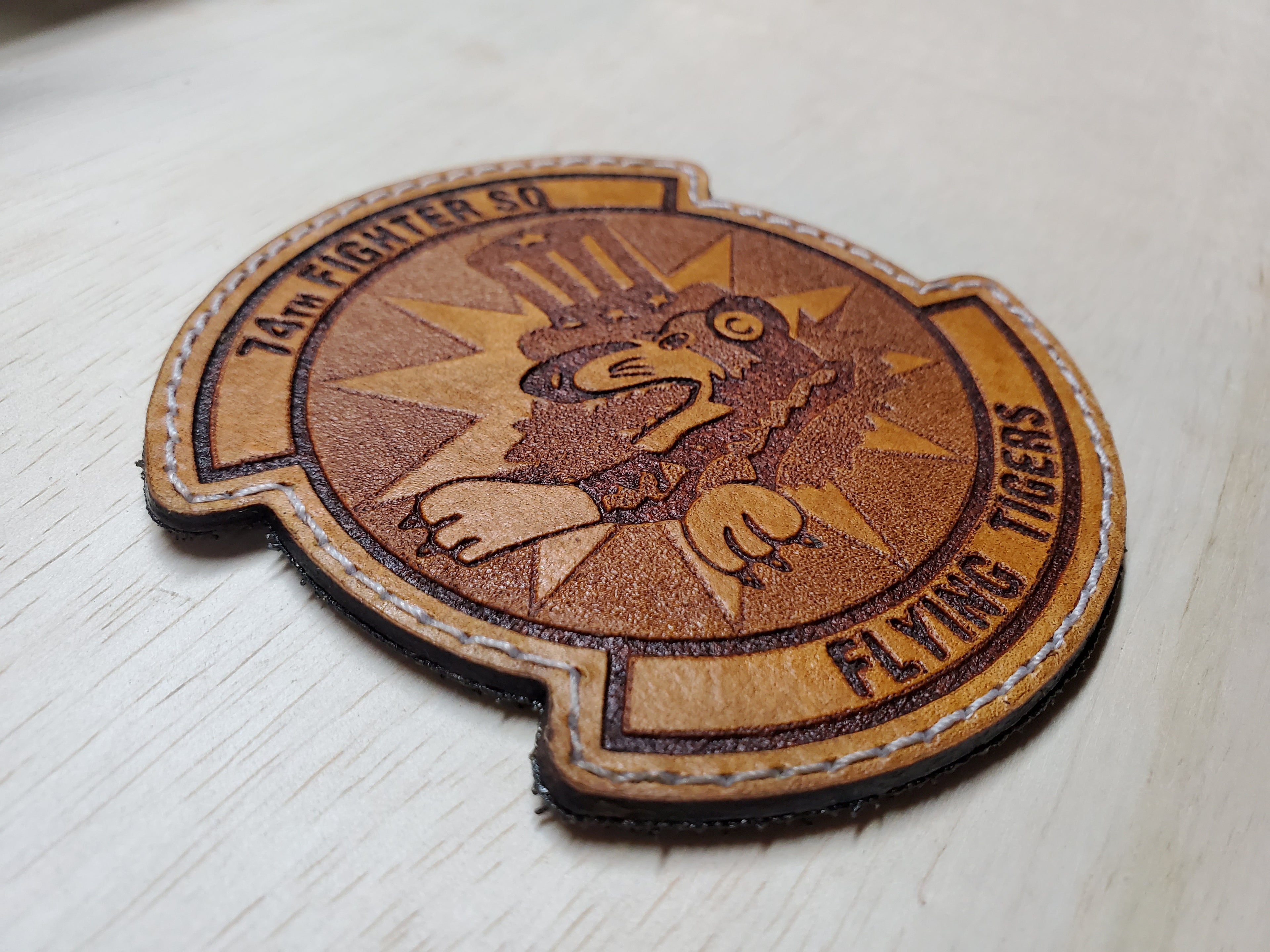 74th Fighter Squadron "Flying Tigers" - Handmade Leather Unit Patch