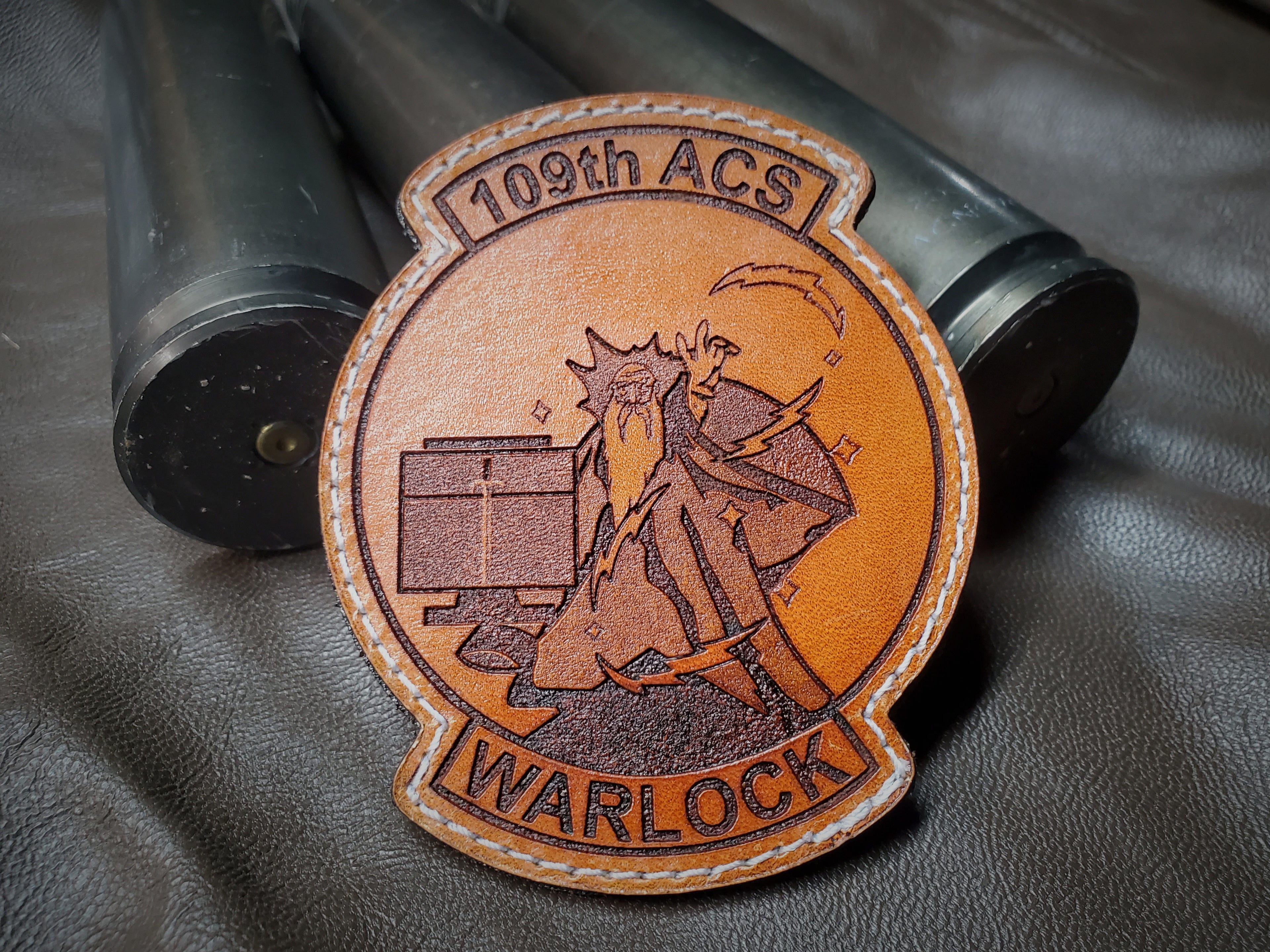 109th Air Control Squadron - Handmade Leather Unit Patch