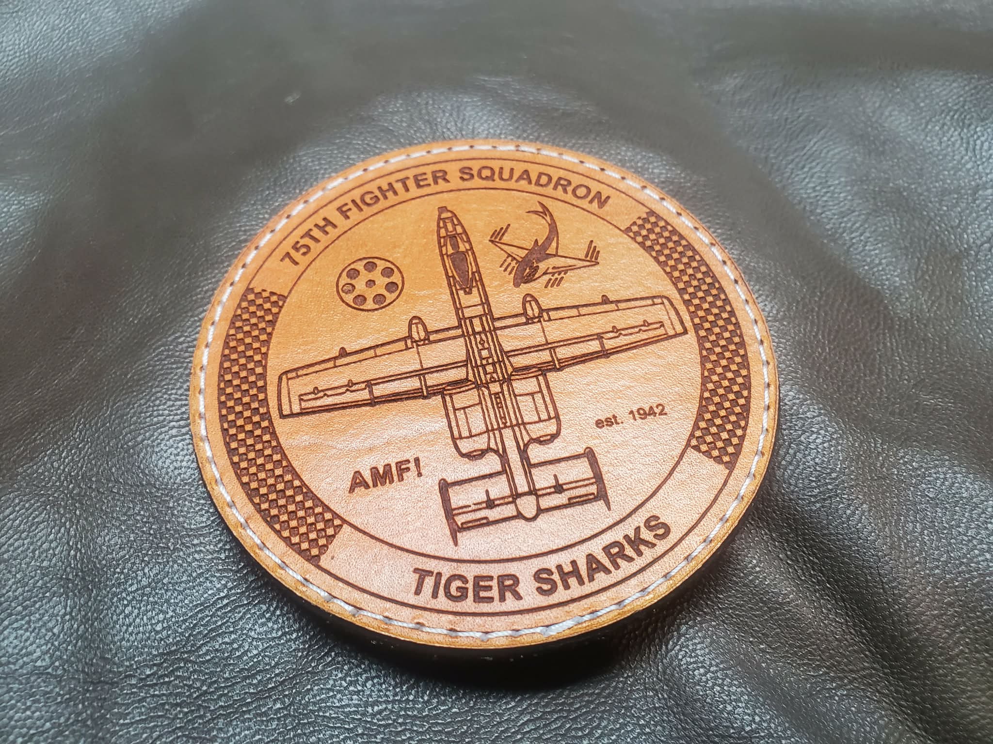 75th Fighter Squadron - Handmade Leather Morale Patch