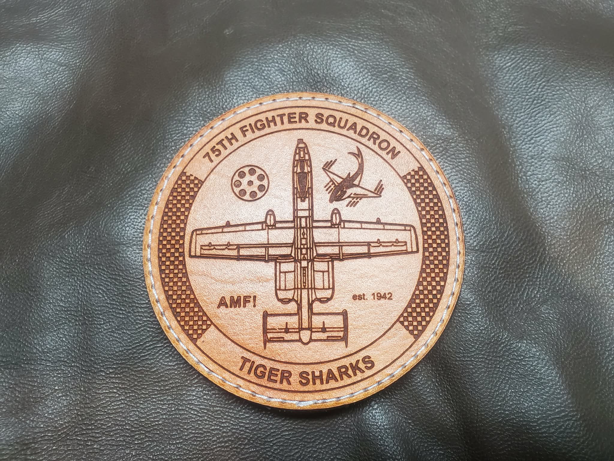 75th Fighter Squadron - Handmade Leather Morale Patch