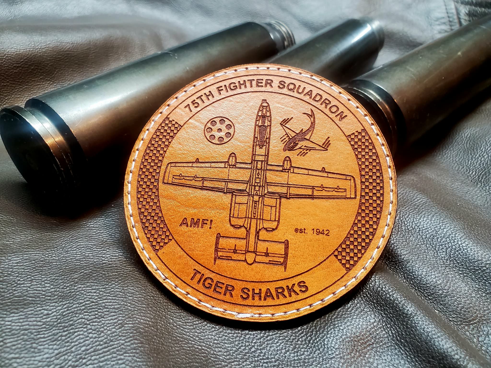 75th Fighter Squadron - Handmade Leather Morale Patch