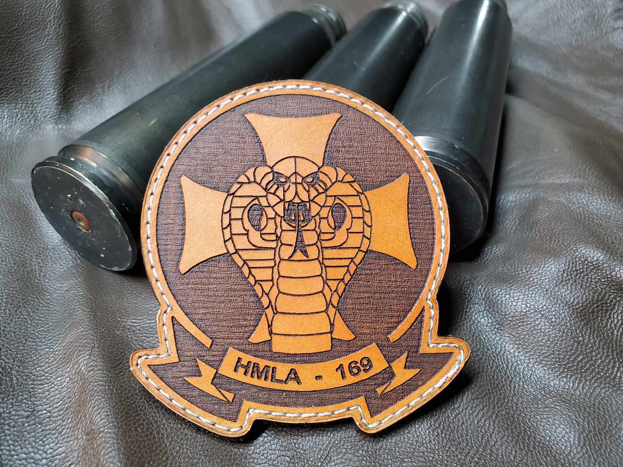 Marine Light Attack Helicopter Squadron 169 (HMLA-169)- Handmade Leather Unit Patch