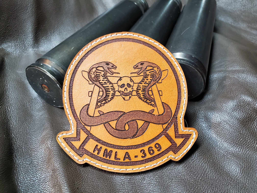 Marine Light Attack Helicopter Squadron 369 (HMLA-369)- Handmade Leather Unit Patch